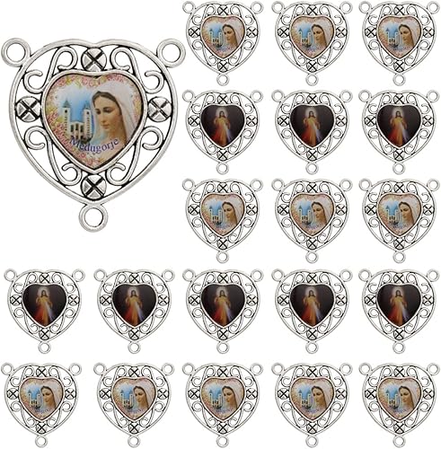 COTTVOTT San Benito, Medalla milagrosa de Nuestra Señora de Guadalupe para la fabricación de joyas DIY, parte de conexión del centro del rosario de