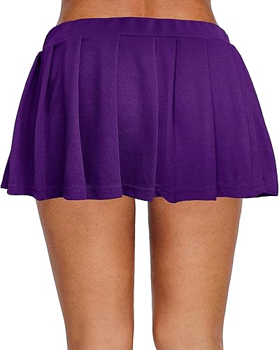 Miniatura 5 de Afibi Minifalda plisada con holanes y pretina elástica, sexy, para mujer