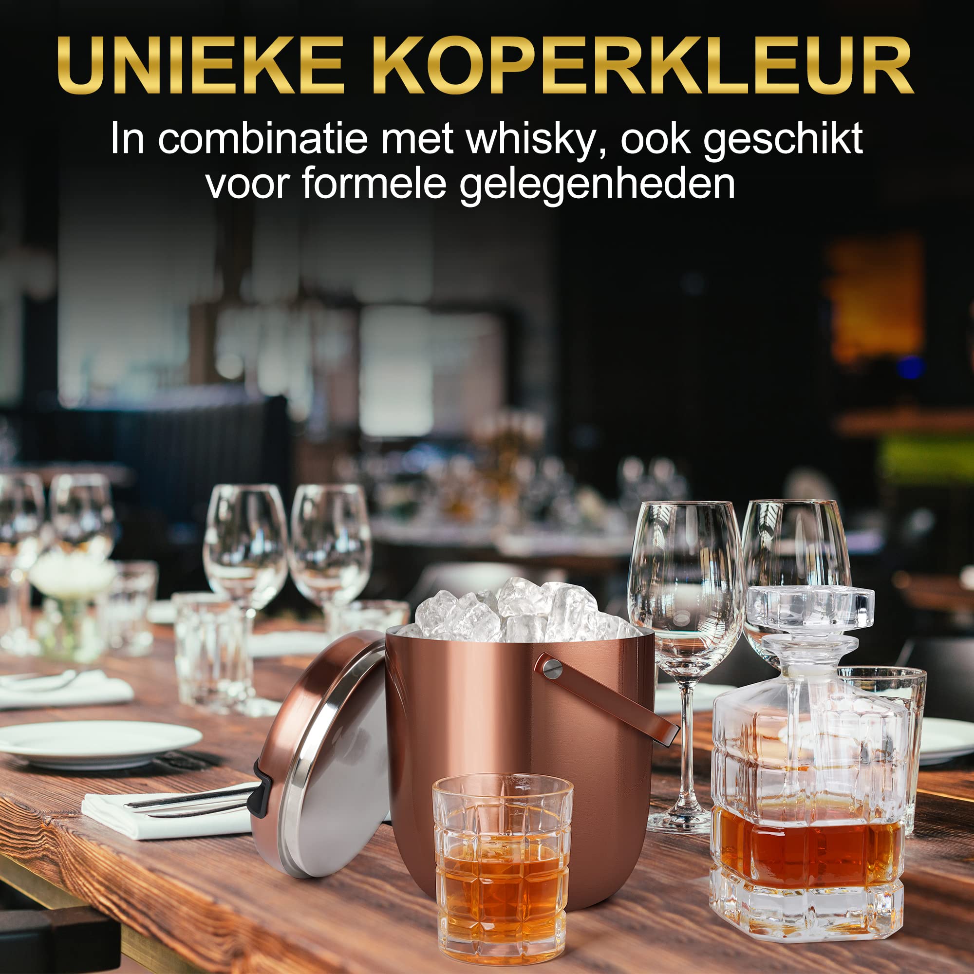 IJsblokjesvorm van 2 liter met luchtdicht deksel en ijstang, van roestvrij staal, dubbelwandig, geïsoleerde ijsemmer, ideaal voor het koelen van bier, champagne, wijn en fruit