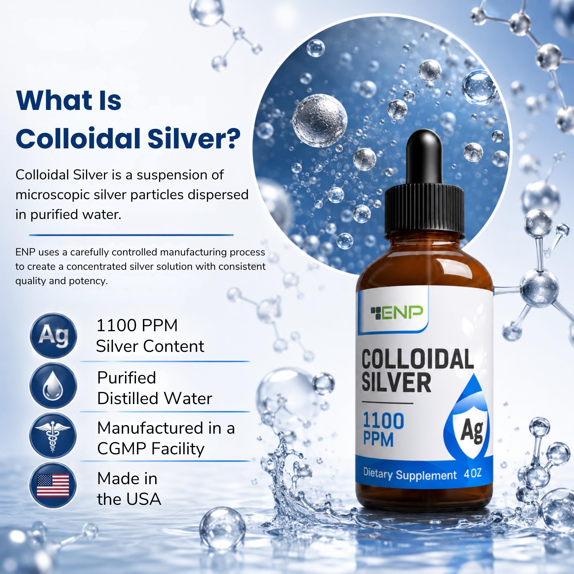 Colloidal Silver Liquid 1100 ppm, High Potency Mineral Supplement, 4oz — Amazon image 2