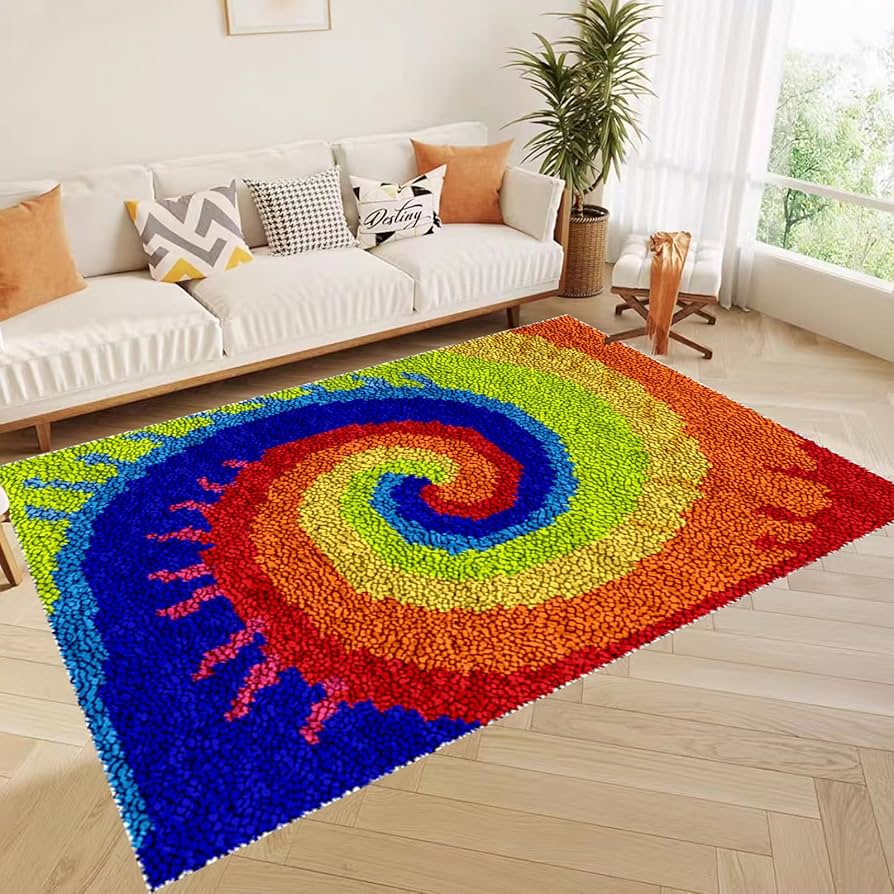 Amazon｜自分で結ぶためのラッチラグ、DIY刺繍クッションラグ