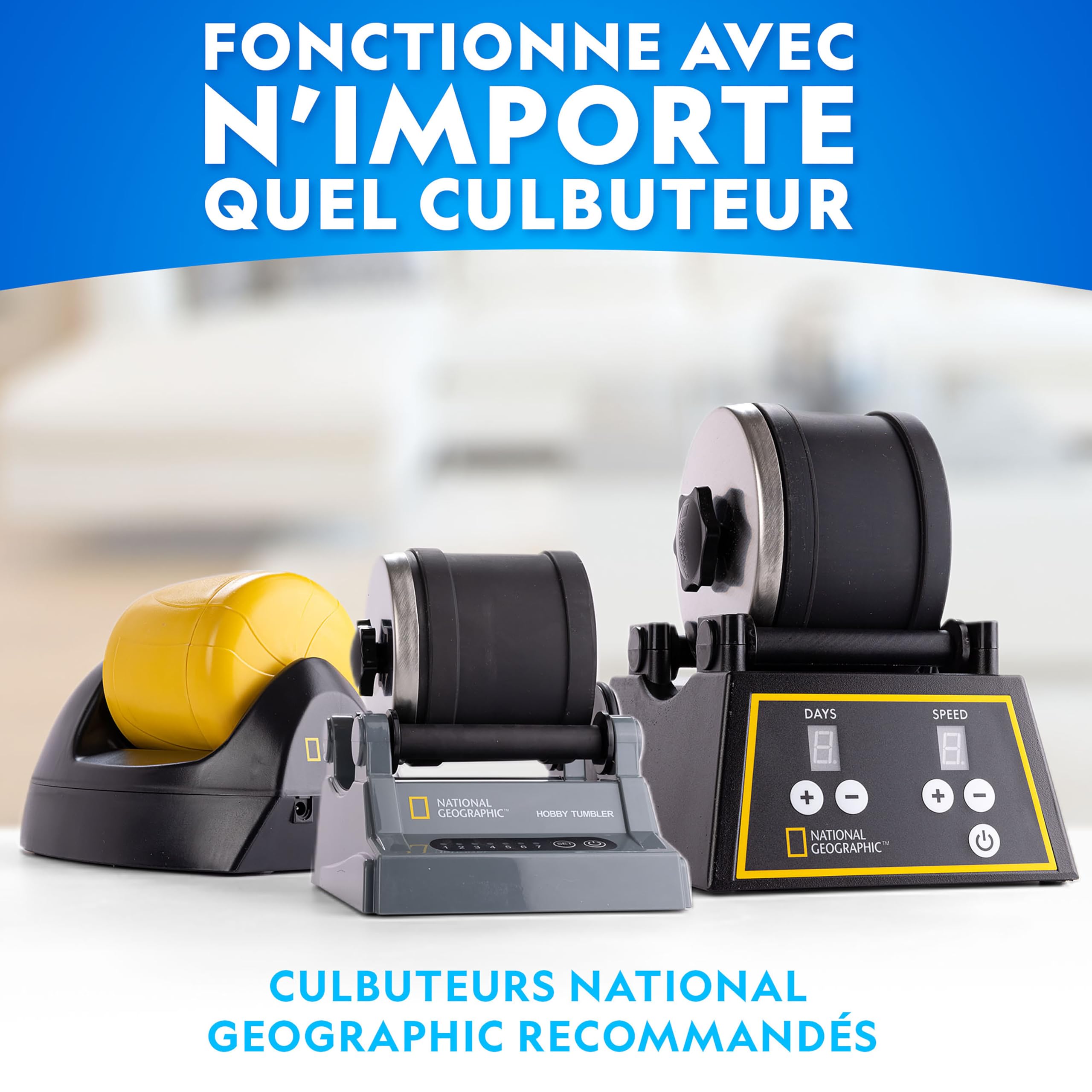National Geographic Accesorios Para Pulidora De Rocas – 4 Fases De Carburo De Silicio, 680 G De Cerámica Y GemFoam NATIONAL GEOGRAPHIC Piedras