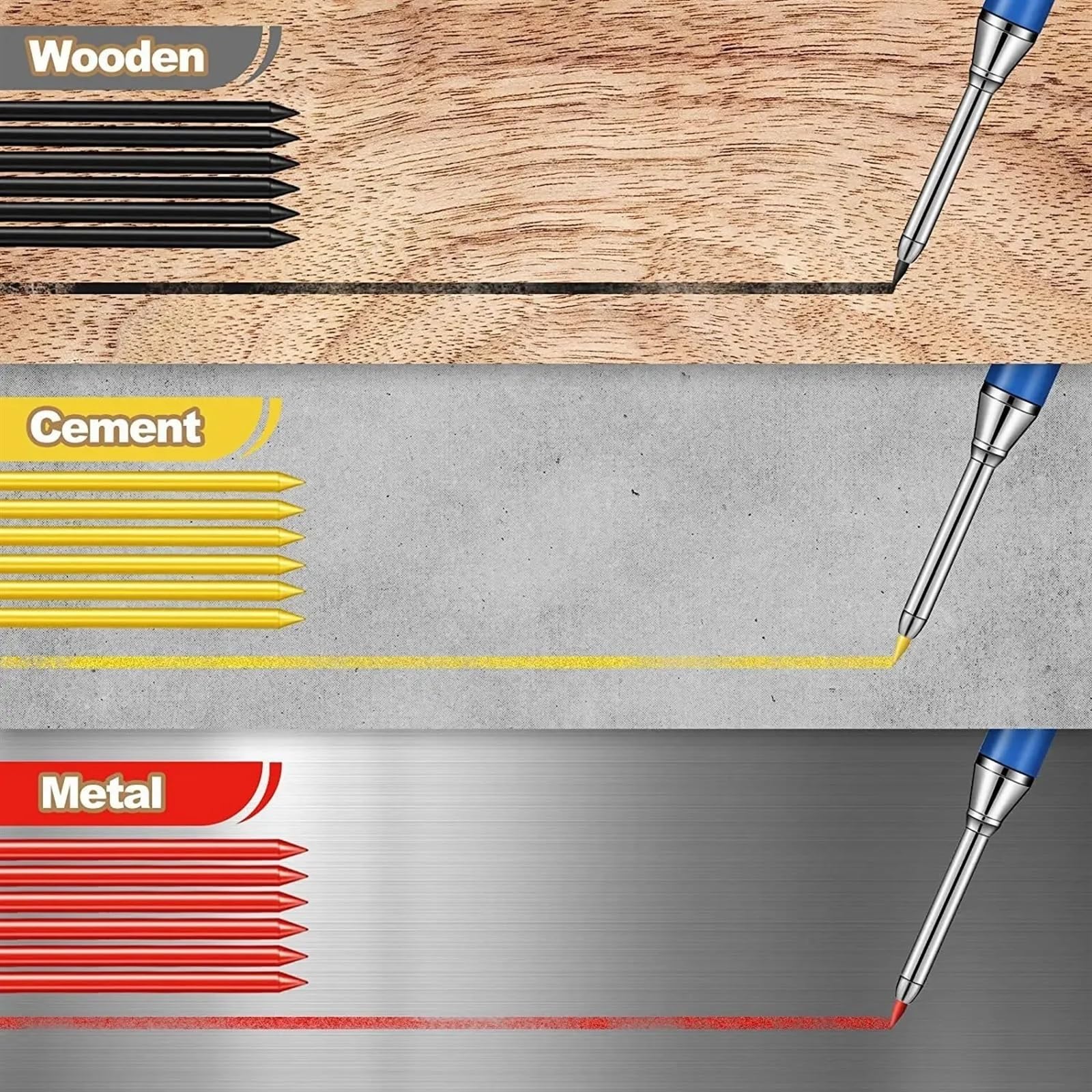 2.8mm Solidny Ołówek Automatyczny Stolarski Z Temperówką Do Obróbki Drewna Konstrukcja Długa Główka Ołówek Stolarski Artykuły Papiernicze (Size : 2 Color 2 Black)