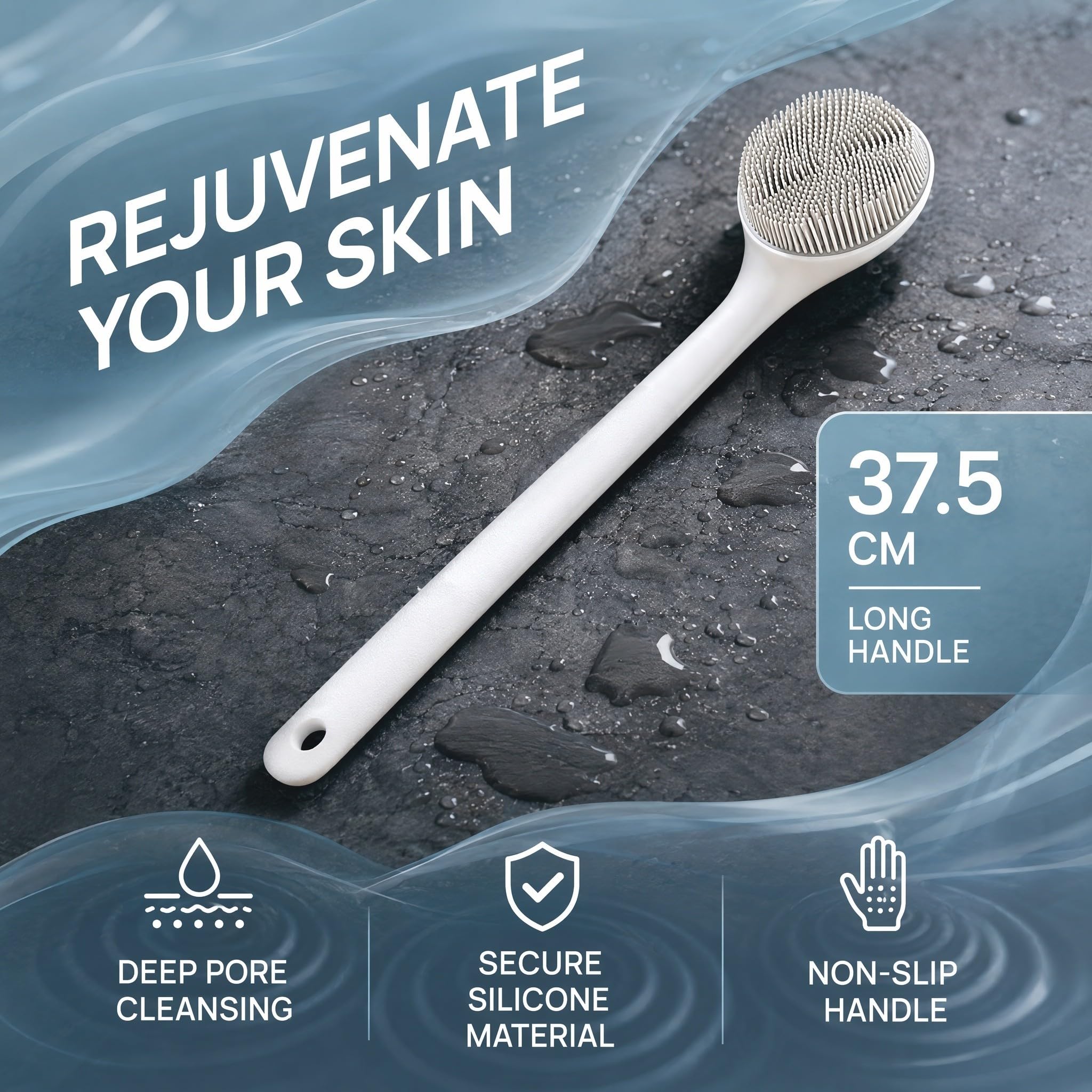 Housoutil 2 Piezas cepillo de silicona para fregar cepillo de baño de mango largo cepillo de exfoliación corporal cepillo de baño para la espalda fregadoras de limpieza de espalda limpio