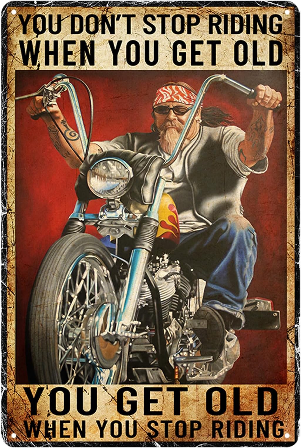 Ubewair Motorcycle Metal Sign Gifts For Riders Men You Don't Stop Riding When Get Old Wall Art Decor Rider Tin Garage Signs Man Cave Accessories 8x12 Inch