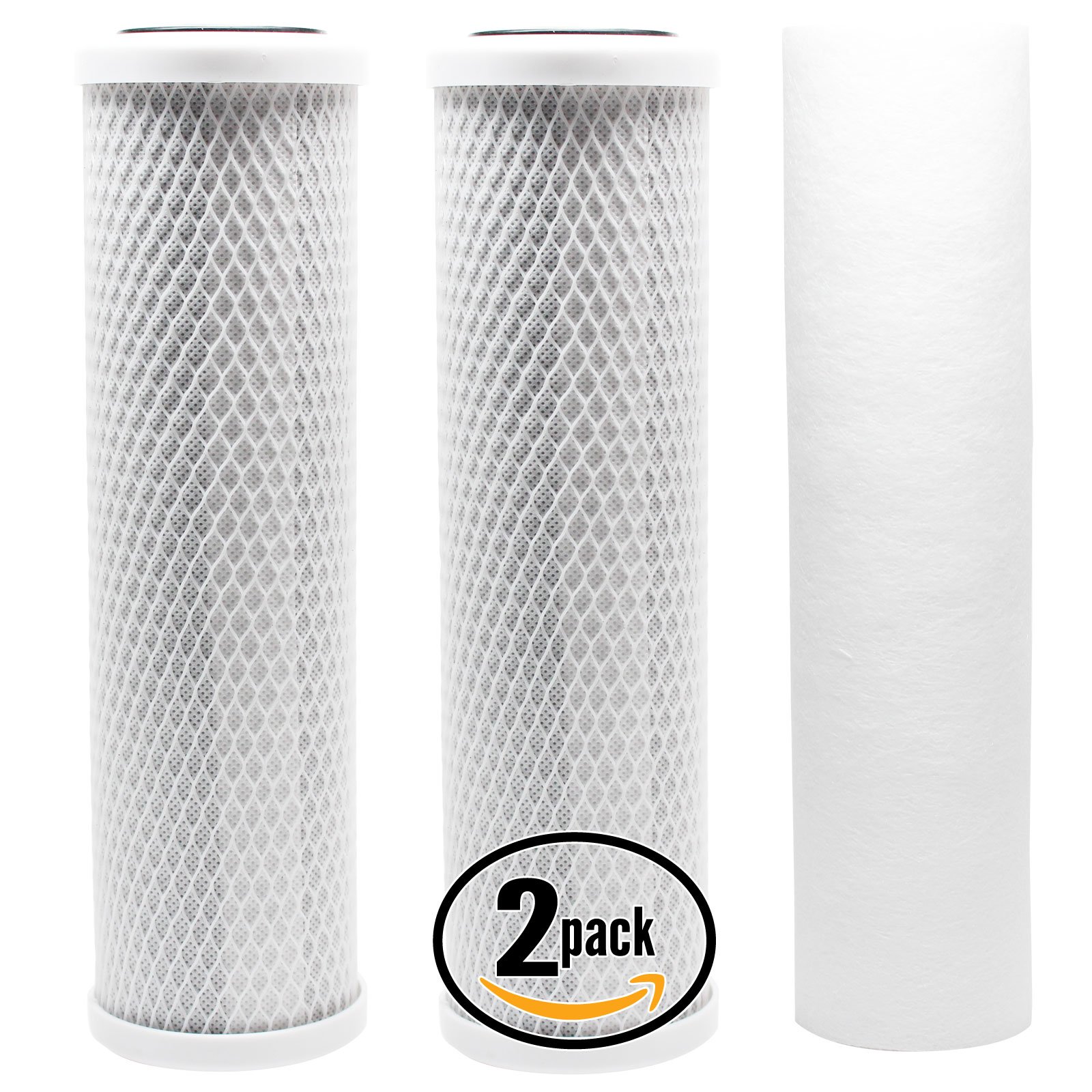 2-Pack Replacement Filter Kit Compatible with Krystal Pure KR10 RO System - Includes Carbon Block Filters & Polypropylene Sediment Filter - Denali Pure Brand