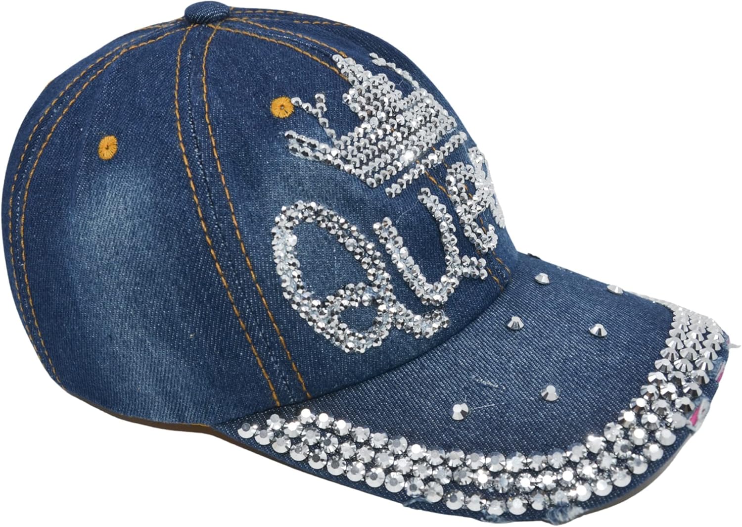 Popfizzy Bedazzled Hat for Women, Rhinestone Denim Hat, Fun Adult Bling Hats, Birthday Gifts for Women, Adjustable, One Size - Image 7