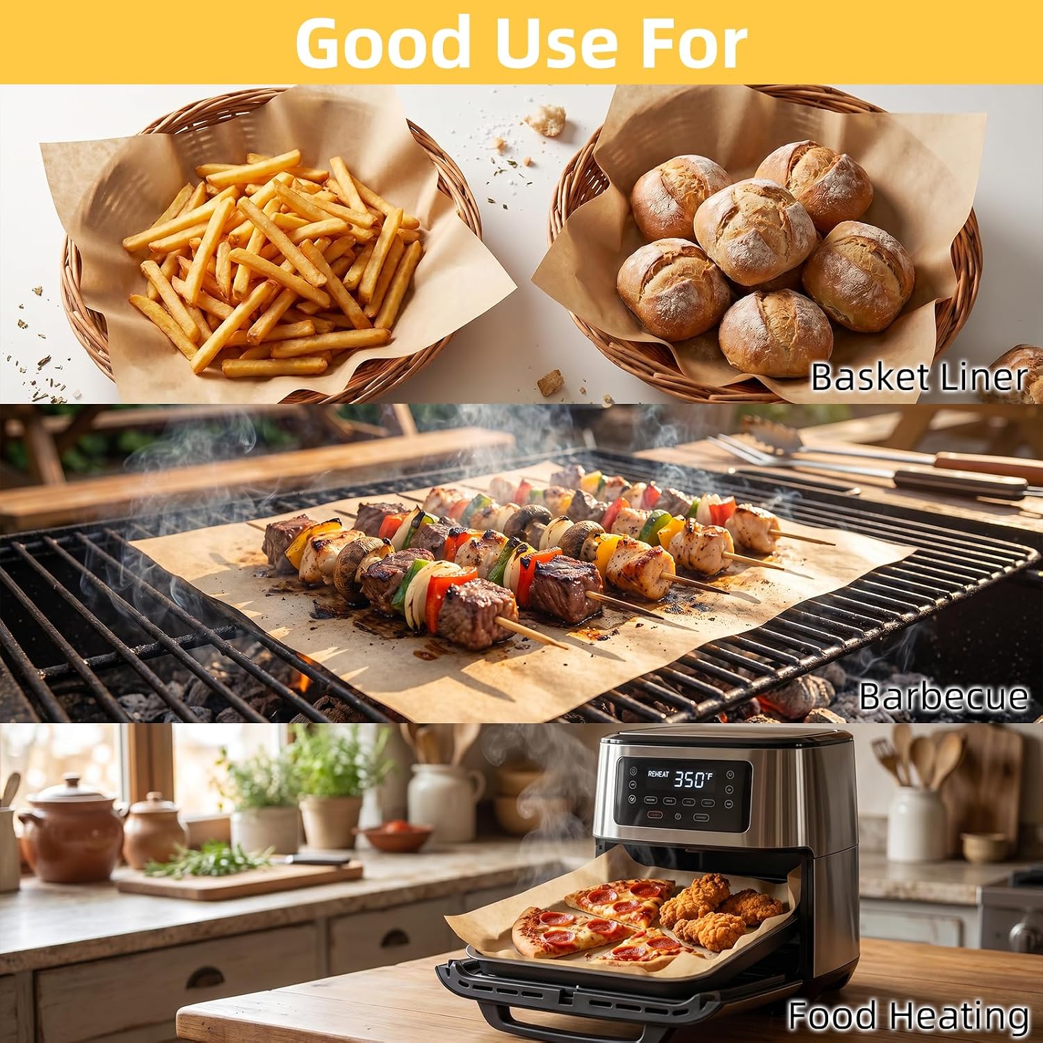 EcoDispose 12"x12" Grease Resistant Non-Stick Deli Parchment Paper, 100 Pcs