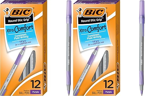 Miniatura 6 de BIC Round Stic Grip Xtra Comfort - Bolígrafo de punta redonda a la moda, morado, paquete de 12