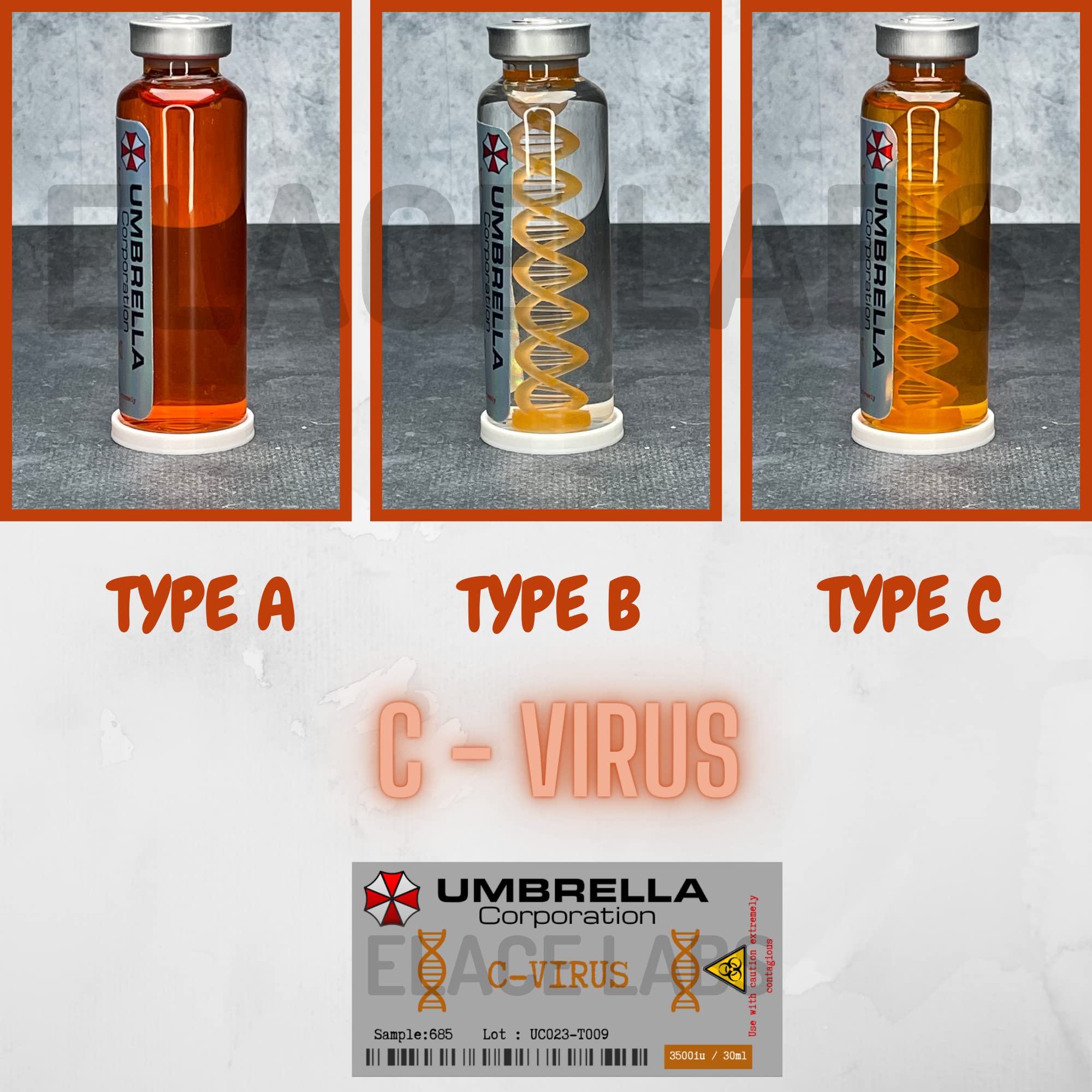 ELACE Fiole Virus 04 G Virus - Resident Evil Cosplay - Utilisation Fan