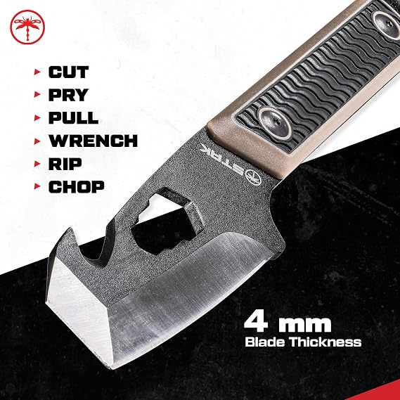 Sheffield STAK 11815 Tac EDC Pry Bar, 10 EDC Multitool, 420 Stainless Steel Blade with Nail Puller, Gifts for Men, Ripper Hook, Wrenches, Sheath with Reversible Clip