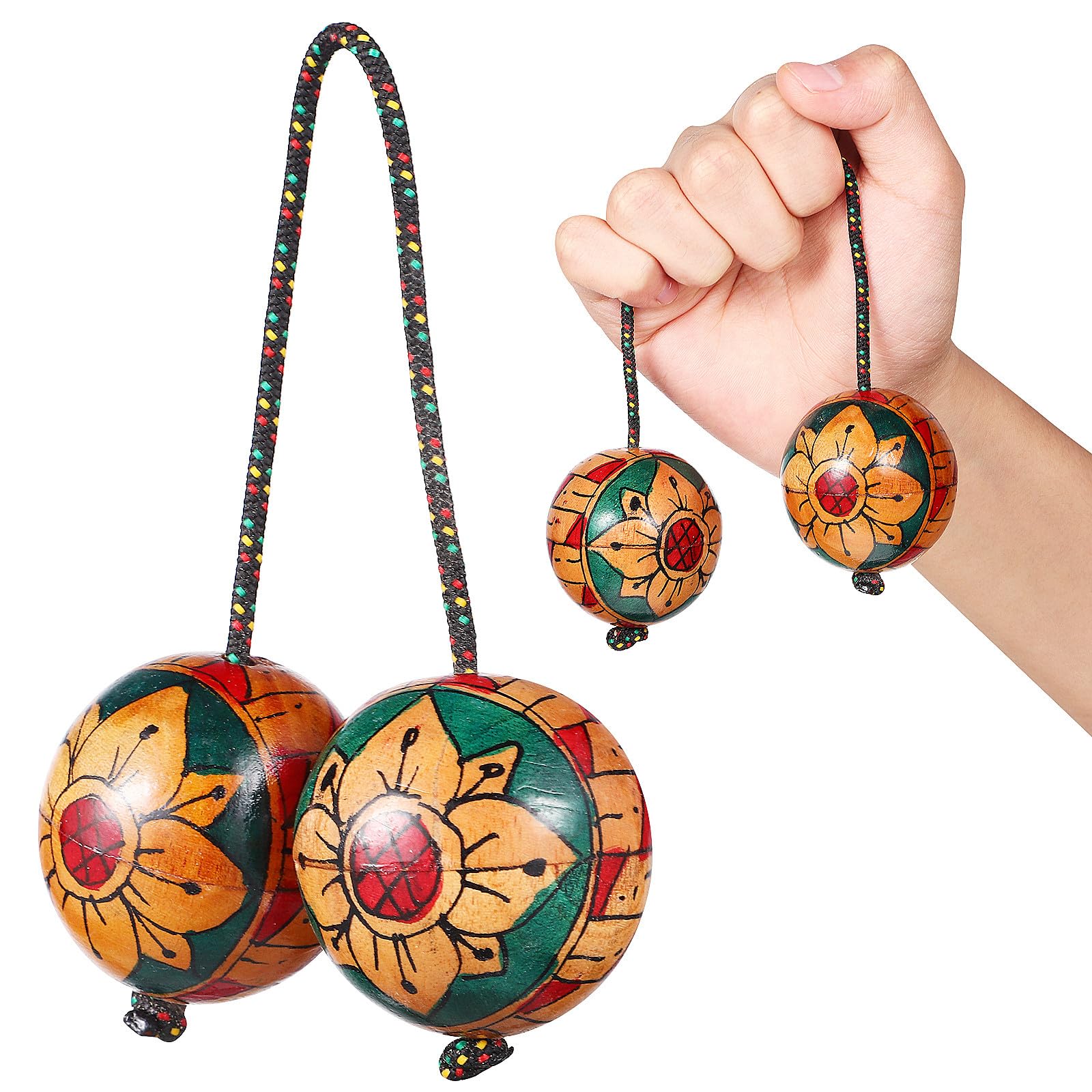 Abaodam Boule Shaker Africaine en Bois, Instrument de Percussion Peint la Main, Surface Lisse, Son Rythmique, pour Jeu la Maison Style Aléatoire