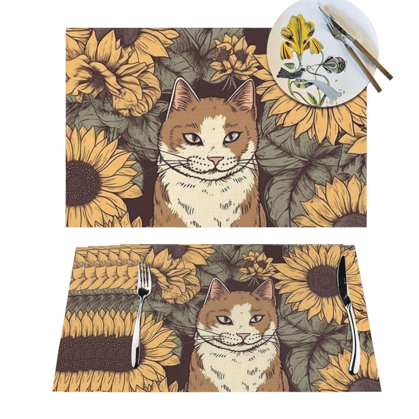 Sets de table antidérapants chat en PVC pour protéger la table des rayures