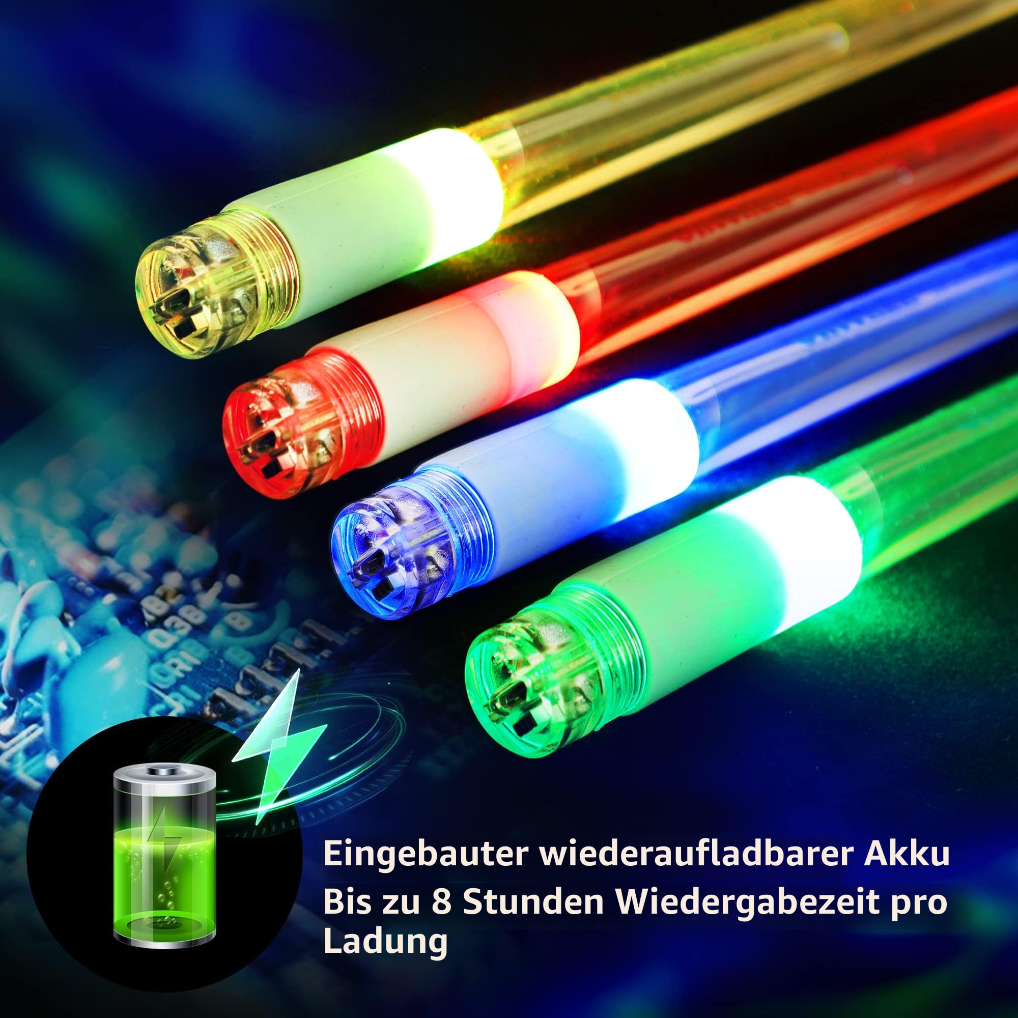 15 Farben LED Leuchten Trommelstock 5A, Beleuchtete Drumsticks
