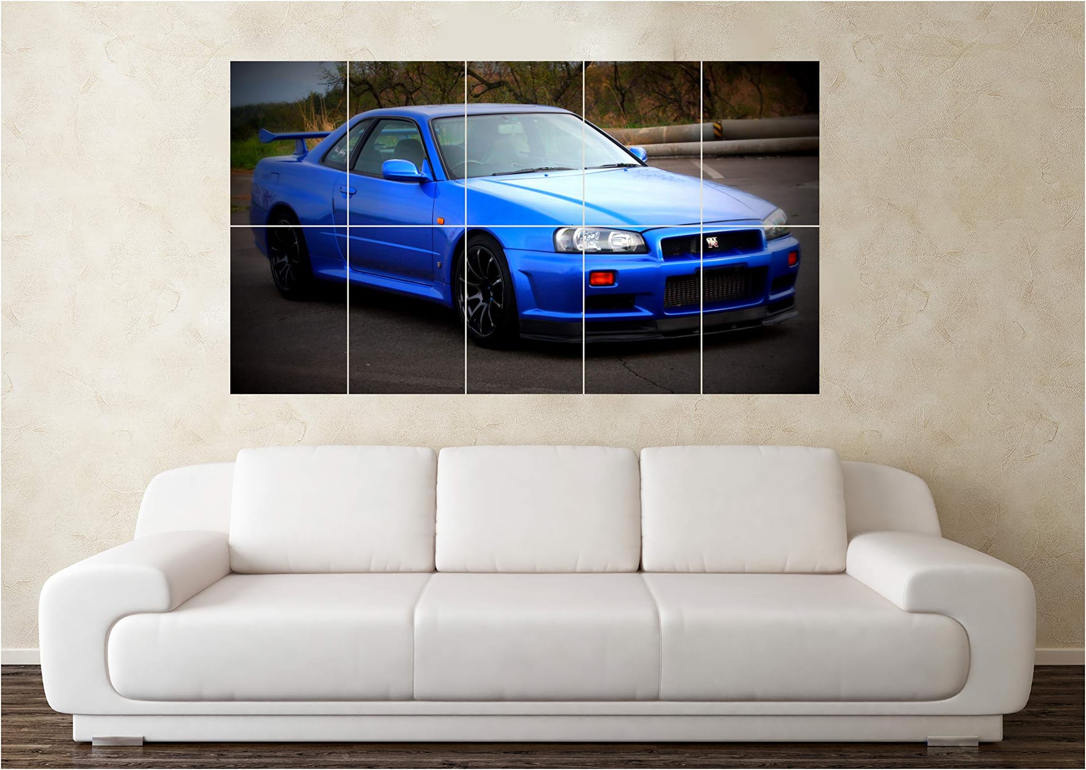 Large Blue Skyline R34 R32 R33 R35 Modified Sports Car Wall Poster Art Picture Print Christmas Birthday Speed Power Racing Present Gift