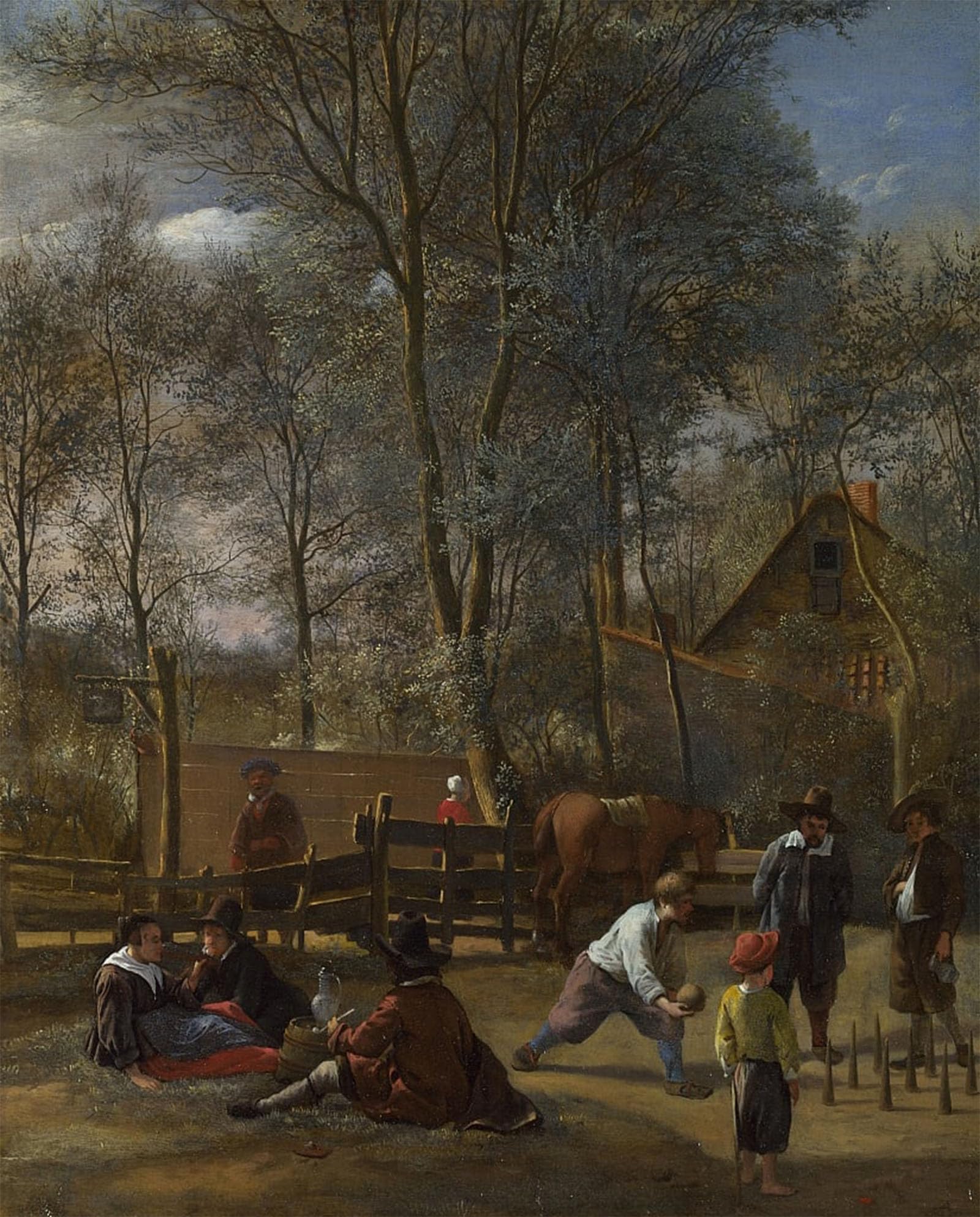 POSTERIIk Vintage Art Print Images Pictures Print Skittle Players Outside an Inn by Jan Havickszoon Steen Modern Colour Posters for Office Home Decor 60x90cm