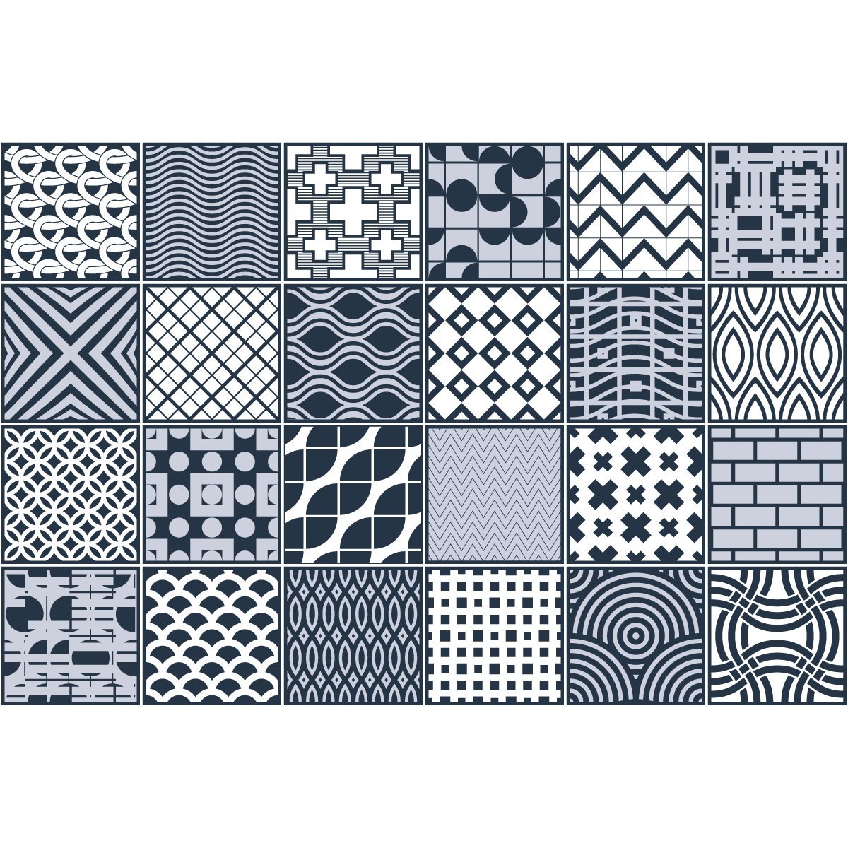 24 Stickers adhésifs carrelages | Sticker Autocollant Carreaux de ciment - Mosaïque carrelage mural salle de bain et cuisine | Carreaux de ciment adhésif mural - azulejos - 20 x 20 cm - 24 pièces