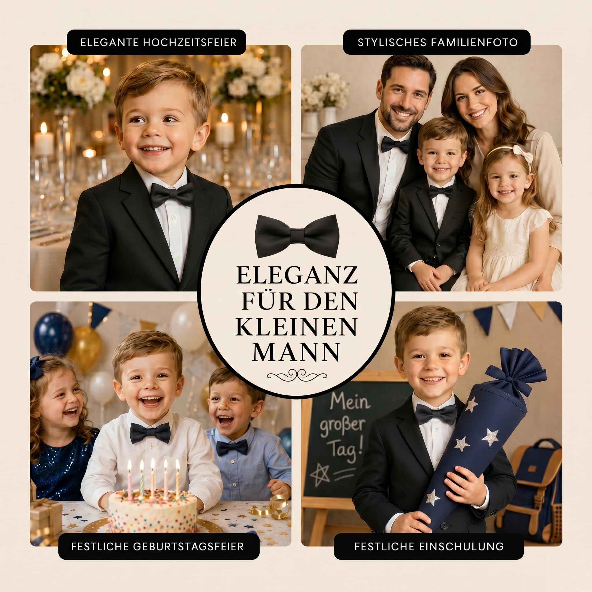 TigerTie Pajarita para bebé en monocolor, talla 29 hasta 50 cm, cuello ajustable + caja de almacenamiento