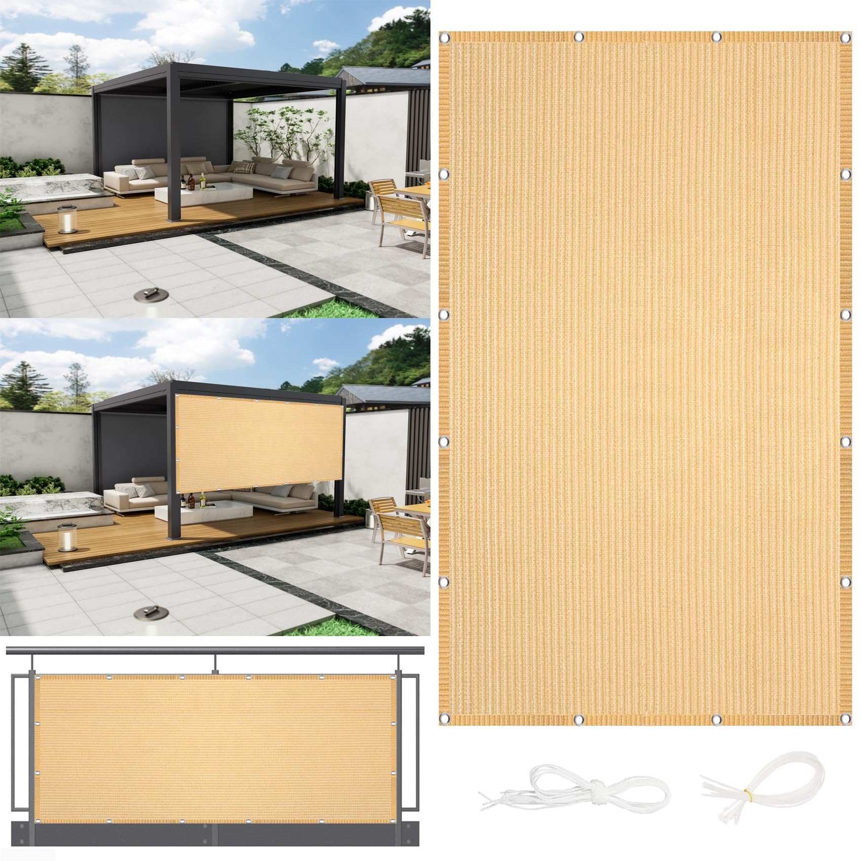 Voile d'ombrage rectangulaire pour habiller votre pergola crème