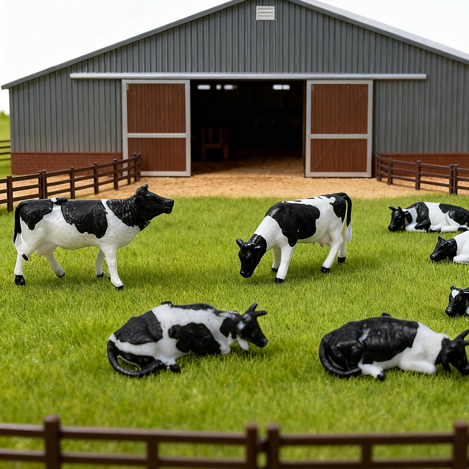 30 Pièces Modèles d'Animaux de Ferme Peints DIY pour Maquette de Chemin de Fer à l'Échelle 1:87 HO Modèles de Vaches