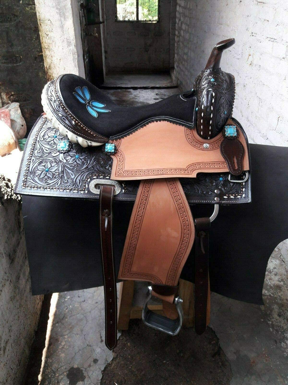 Equestrian Universe Western Barrel Racing Sella con Headsatll e Brestcollar