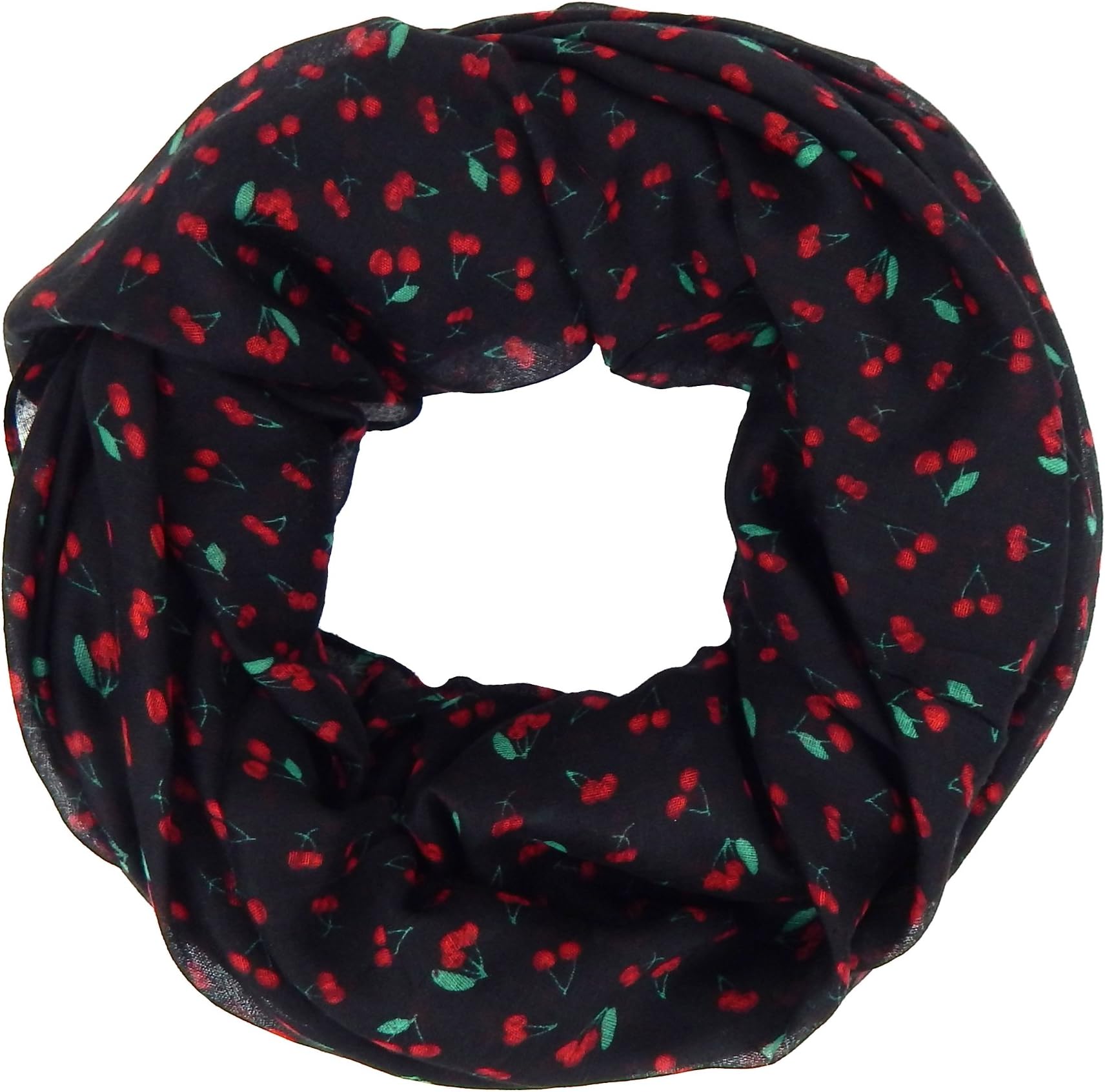 Ella JonteRockabilly Loop Black Red Cherry Women's Scarf Tube Scarf