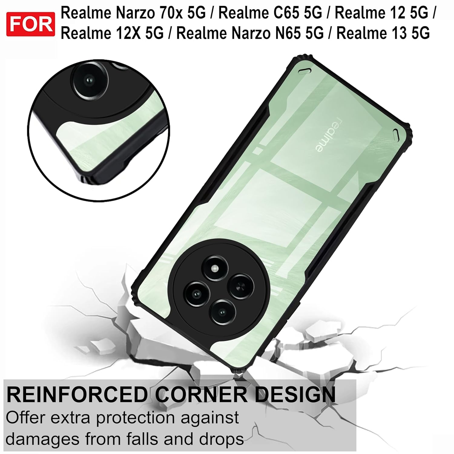 Amazon Brand - Solimo Back Case Cover for Realme Narzo 70x 5G (Polycarbonate, Thermoplastic Polyurethane_Matte Black) Amazon Brand - Solimo Back Case Cover for Realme Narzo 70x 5G (Polycarbonate, Thermoplastic Polyurethane_Matte Black)