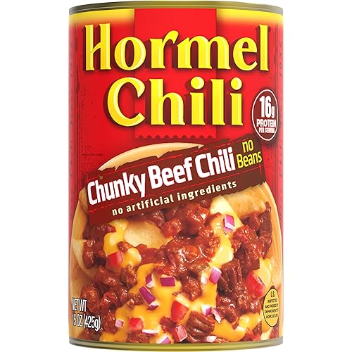 Hormel Chili Chili grueso sin frijoles, paquete de 12, 11.25 libras