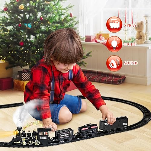 Miniatura 2 de Shemira Juego de tren de Navidad, juguetes de tren para niños y niñas, juego de tren de vapor para alrededor del árbol de Navidad, tren de juguete