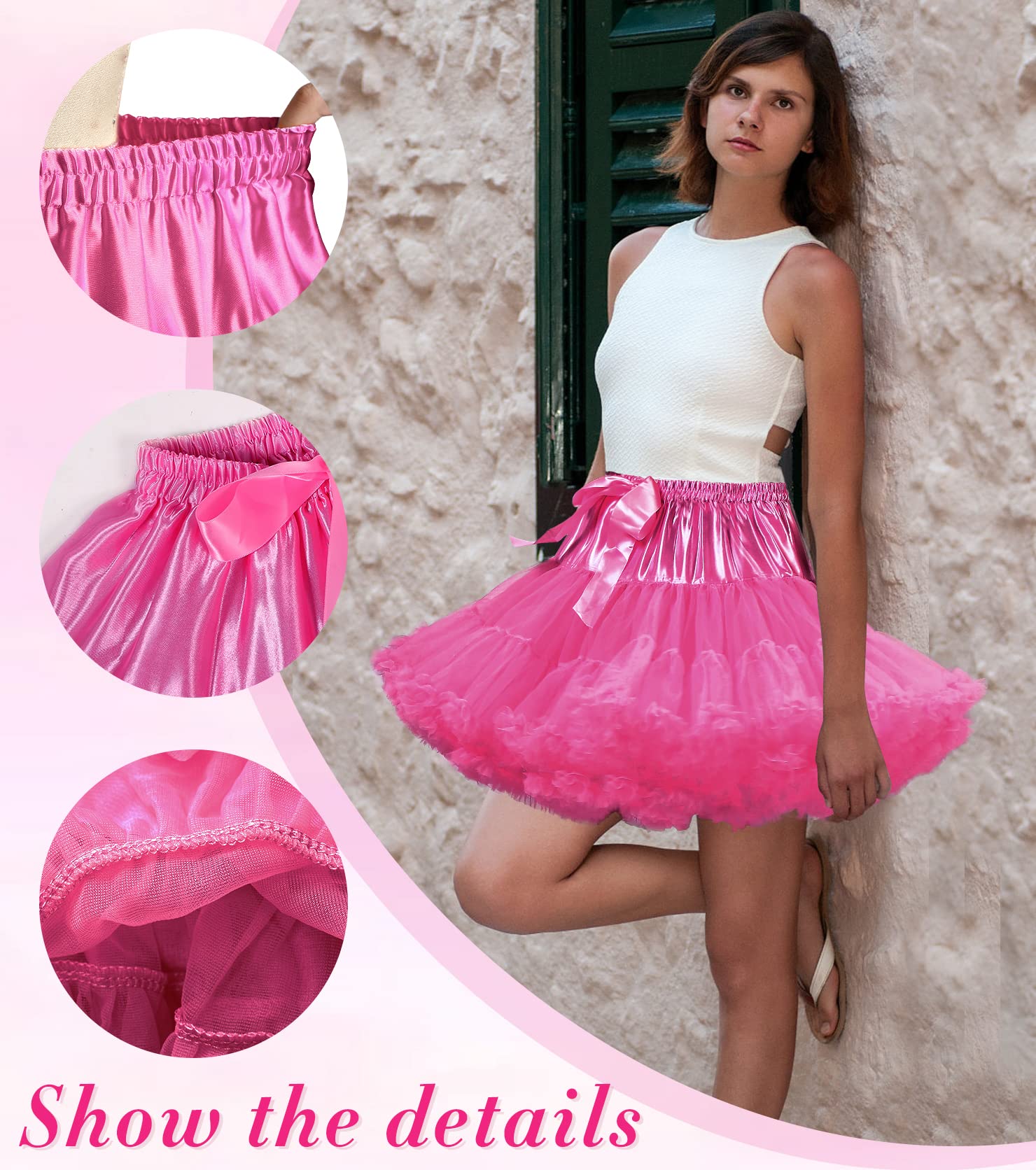 Enaguas para mujer, falda tutú con cintura elástica, de gasa, suave, para ballet, baile, cosplay, Lolita, falda esponjosa
