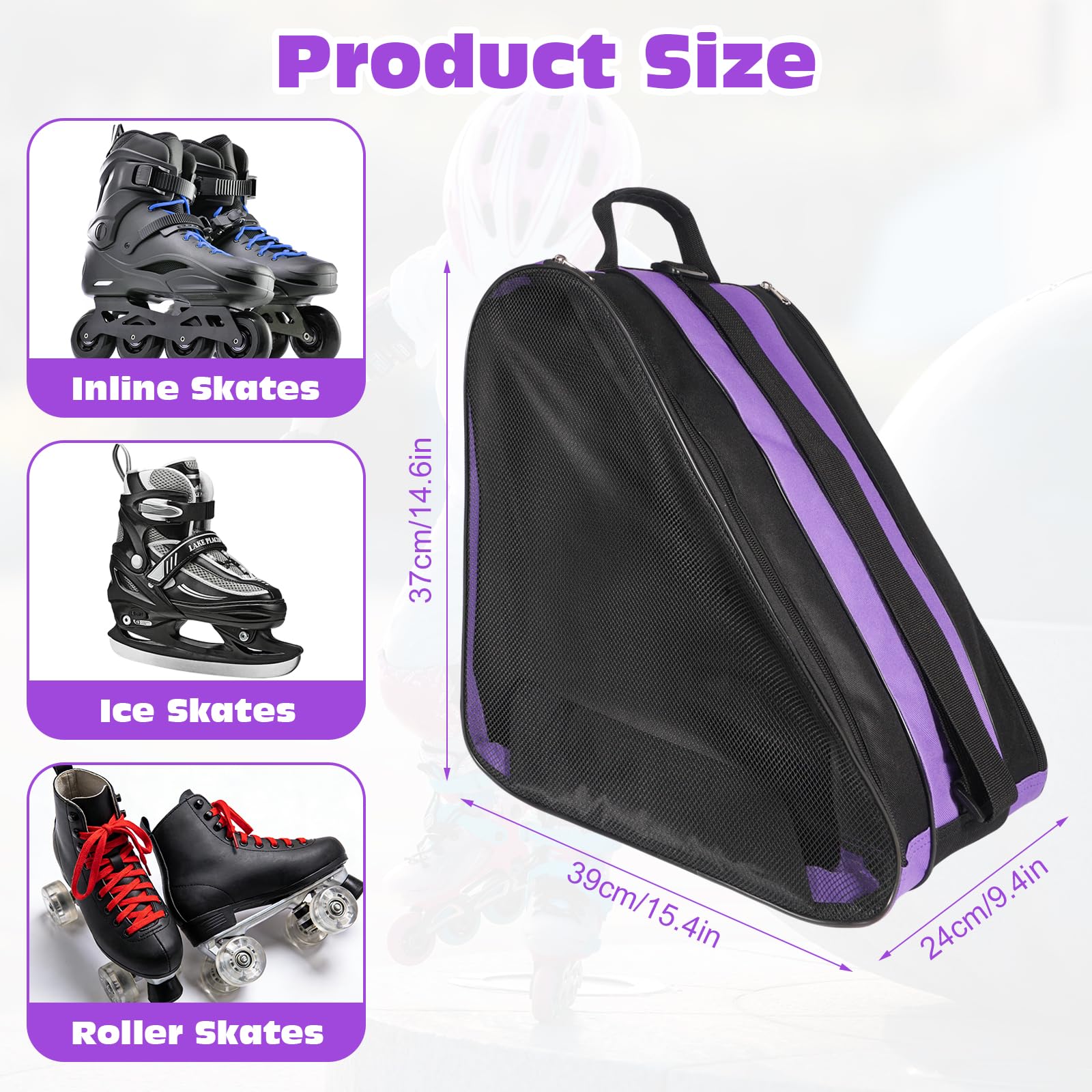 QKURT Bolsa de Patinaje para Niños con Correa Ajustable, Mochila para Patines de Hielo