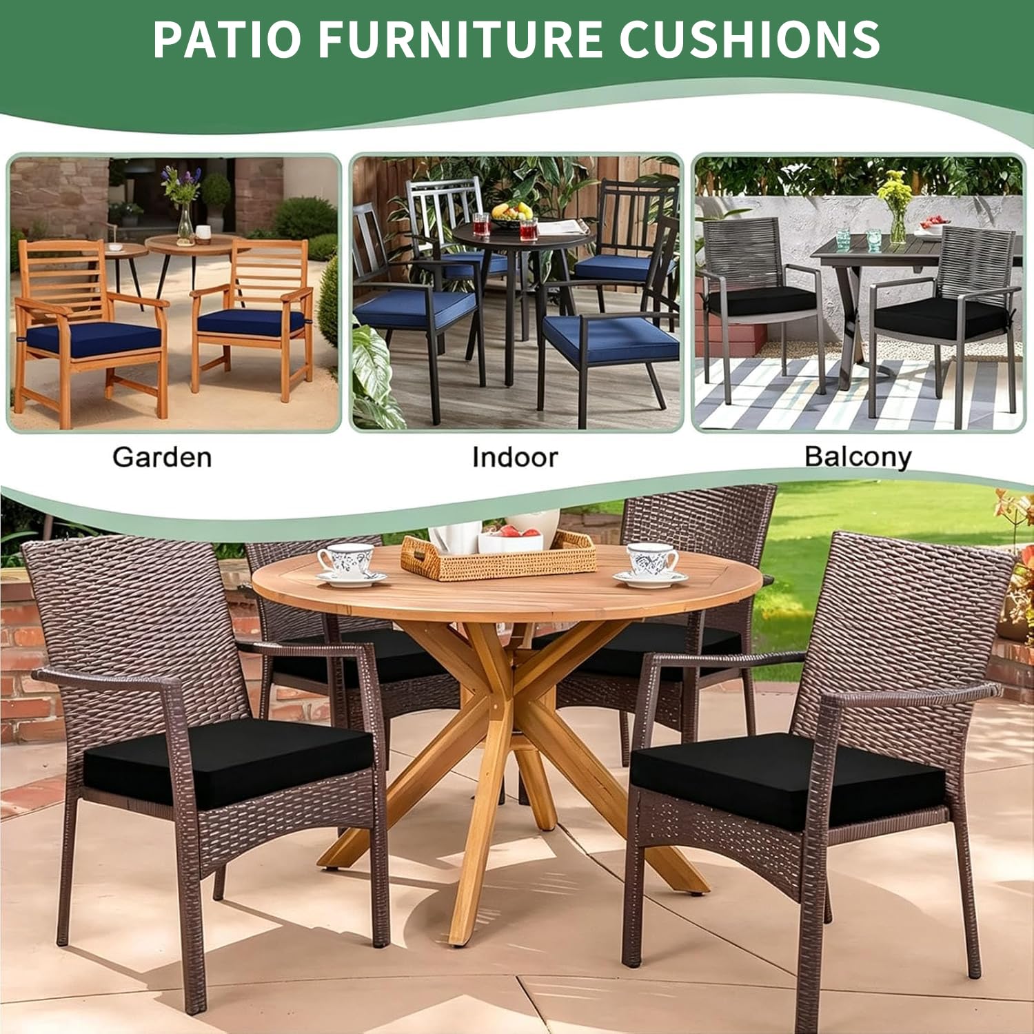 Cuscini per Sedie Da Esterno per Mobili Da Giardino, 50x55x5cm, Cuscino Imbottito in Schiuma Ad Alta Densità con Lacci E Fodere Rimovibili, Cuscino per Seduta Da Esterno Impermeabile, Grigio Chiaro