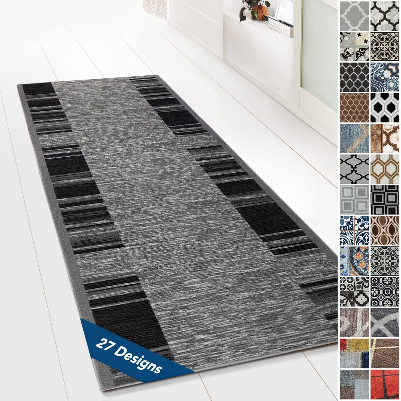 Floordirekt Tapijloper met patroon - op maat gemaakte fijnlussige tapijloper voor keuken, gang & woonkamer - Mannheim Patch (80 x 200 cm