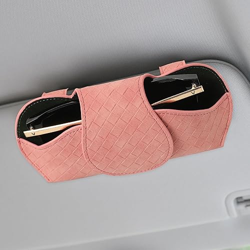 KINIVA Soporte para lentes de sol para visera de automóvil, funda de cuero con clips para accesorios interiores de automóvil, se aplica a todos los