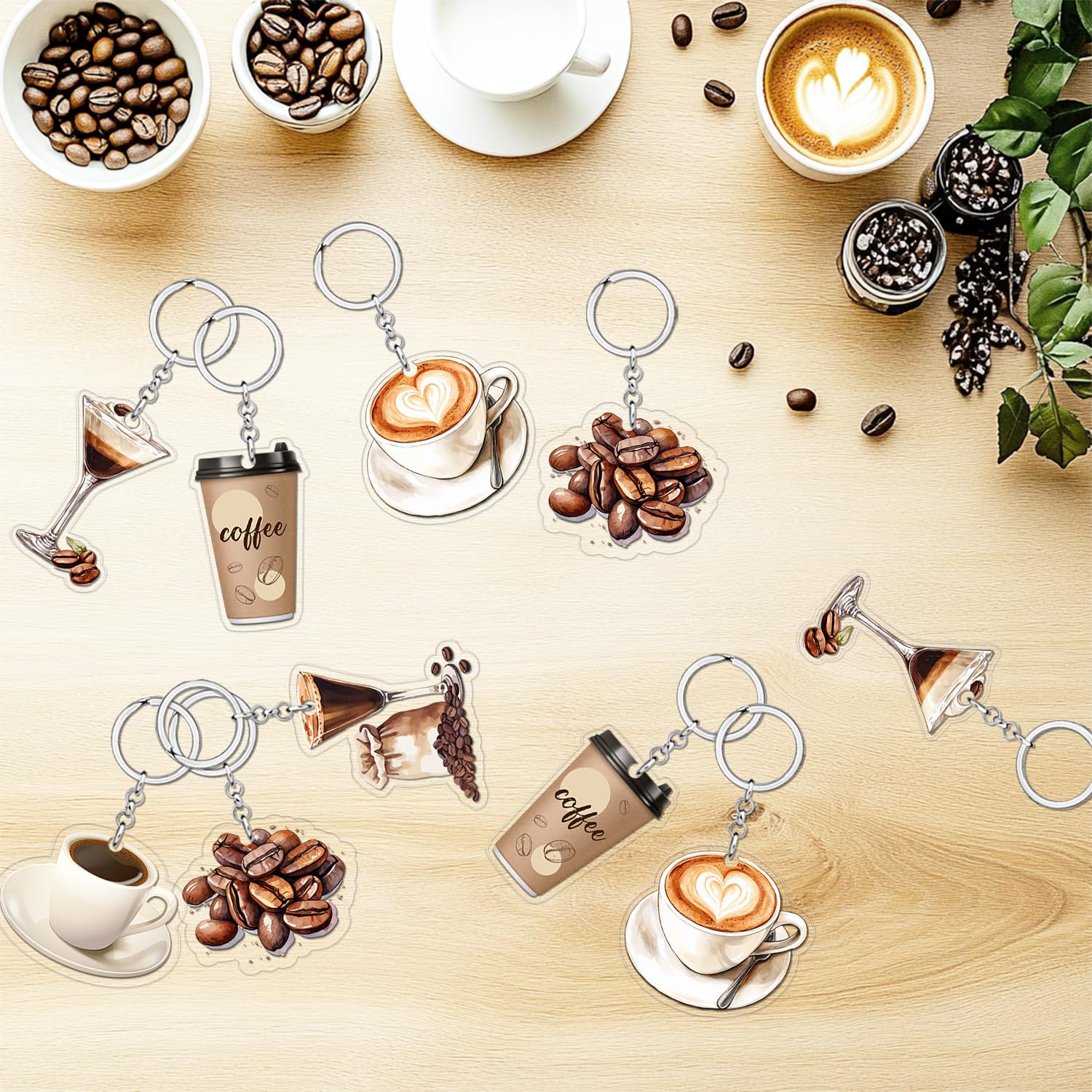 Espresso Martini Partyset – 24 Schlüsselanhänger Mit Organzabeuteln – Dankeskarten