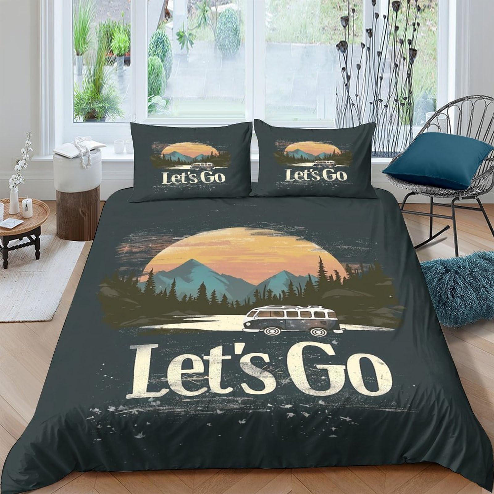 Ctjqhvkz Style-10 3D Printed Sunset Mountain Fitted Sheet Microfiber Forest Camper Bed Cover For Bedroom Dorm Modern Mattress Decor Single（135X200cm）
