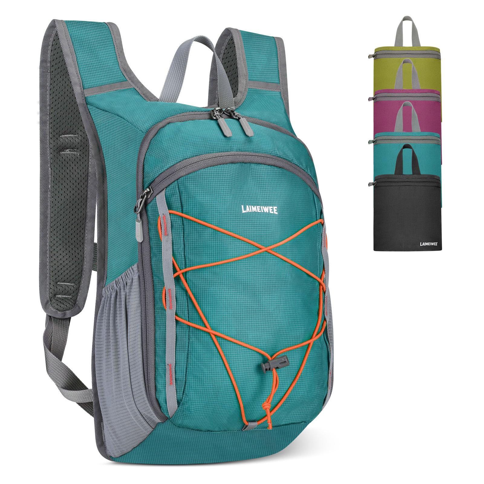 LAIMEIWEE Lightweight Foldable Hiking Backpack - 13L Small Rucksack for Men & Women, Water-repellent Travel Bag, Packable Daypack for Walking, Camping, Sports & Outdoor (Teal)