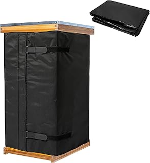 Winter Bee Hive Wrap for 10 and 8 Frame Beehives, 2 Deep Boxes & 2 Medium Box Adjustable Beehive Winter Protection Cover, 600D Oxford Cozy Windproof Warm Bee Hive Insulation Wrap (85" x 34")