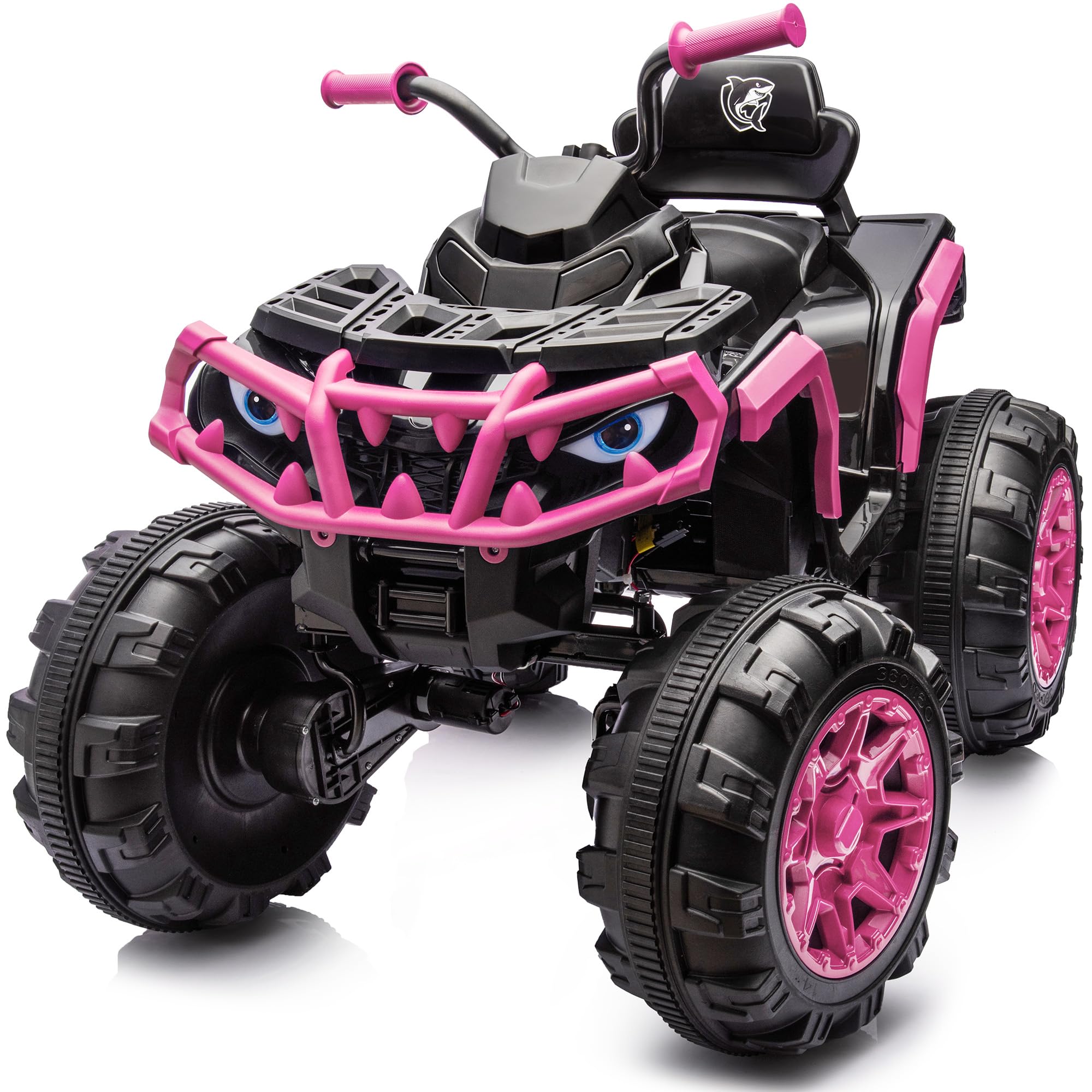 Hikiddo Shark Kids ATV 4 Wheeler, 24V 4WD Electric ATV Ride On Toy for Big Kids, 4X200W Motor, 5.6Mph Max Speed - Pink