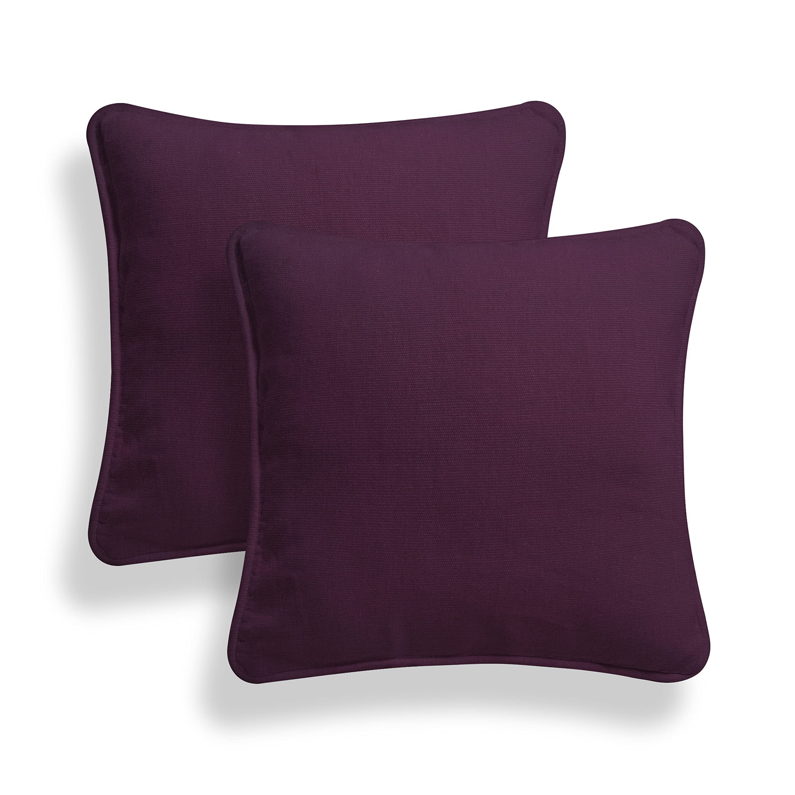 ARLINENS Set of 2 Plain Cotton Cushion Cover Soft Decorative Square Cushion Covers throw Pillow cases, Home Decor Decoration For Sofa couch Bed & Chair with Invisible Zipper in (16x16, Abuergine)
