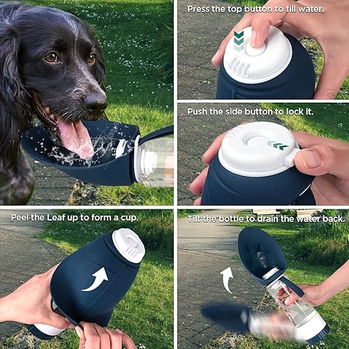 Miniatura 3 de Botella de agua para perros, botella de agua portátil para mascotas con contenedor de alimentos y alimentador para beber, a prueba de fugas, sin