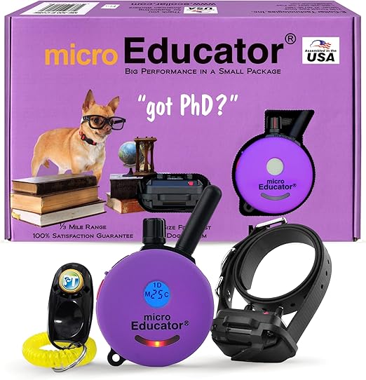 Micro Educator ME-300-1/3 Mile Ecollar Dog Training Collar with Remote for Small, Medium, and Large Dogs - Static, Vibration & Tone Electric Training Collar for Dogs by E-Collar Technologies