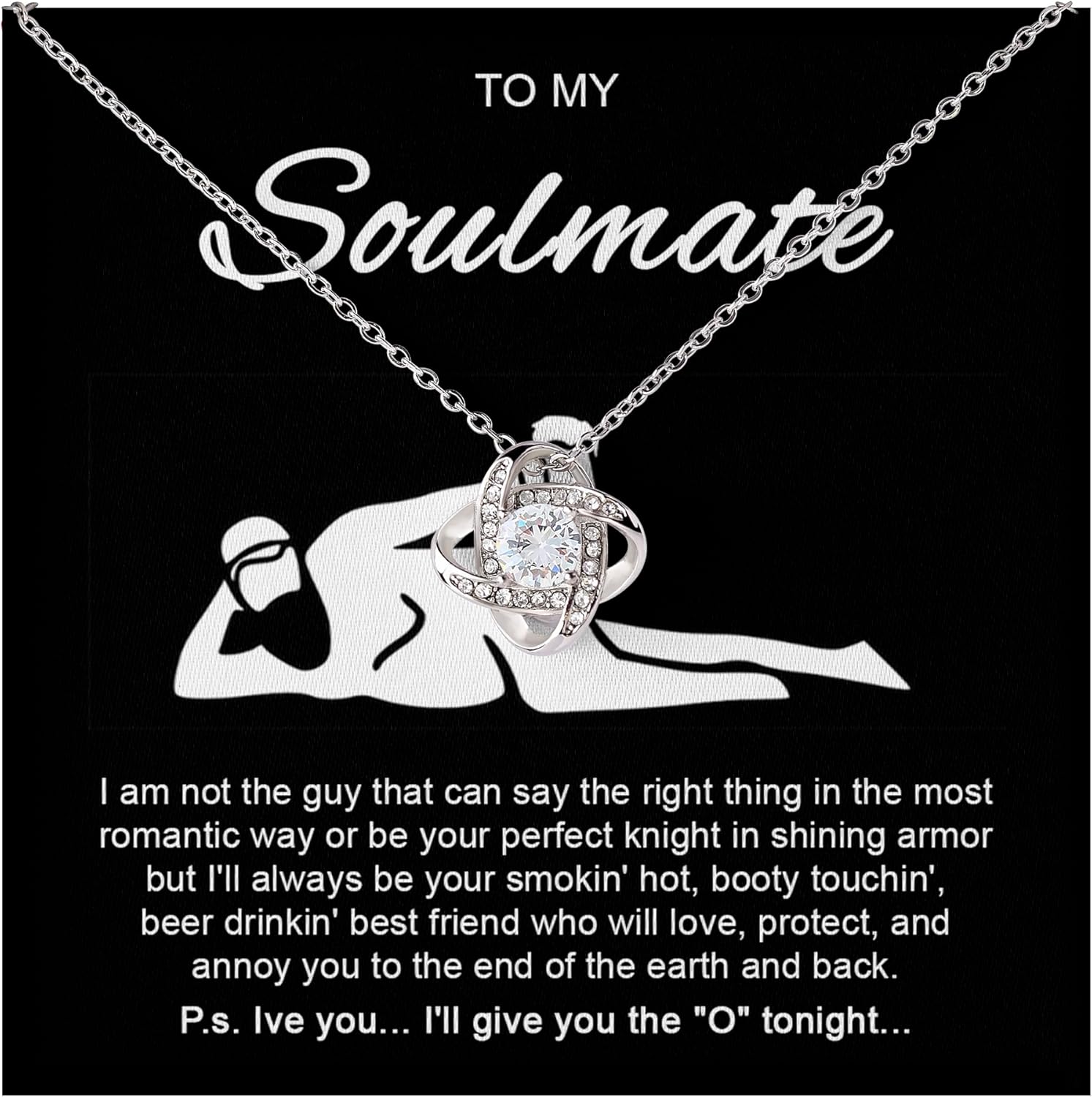 To My Soulmate Necklace - Romantic Jewelry for Women, Gift for Wife from Husband, Funny Soulmate Gifts for Her, Perfect for Girlfriend or Partner, Ideal Birthday, Anniversary, or Valentine