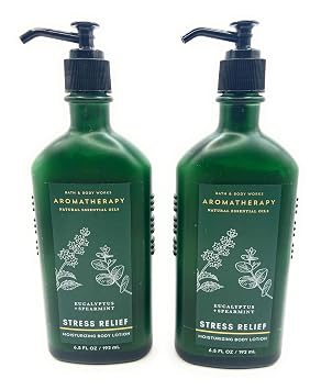 Bath and Body Works Aromatherapy Stress Relief - Eucalyptus-Spearmint Unisex Body Lotion 6.5 fl. oz / 192 ml Each Pack Of 2