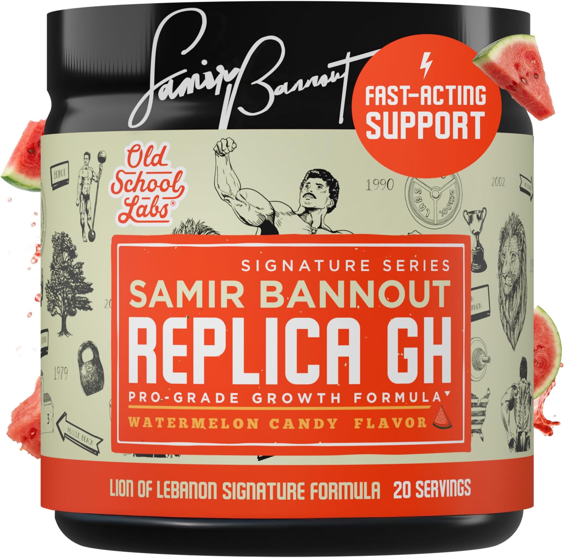 Old School Labs Replica GH – Pro-Grade HGH Supplement for Men & Women, Muscle Building & Recovery – Human Growth Hormone Support Powder – Samir Bannout Collab, Juicy Watermelon, 20 Servings