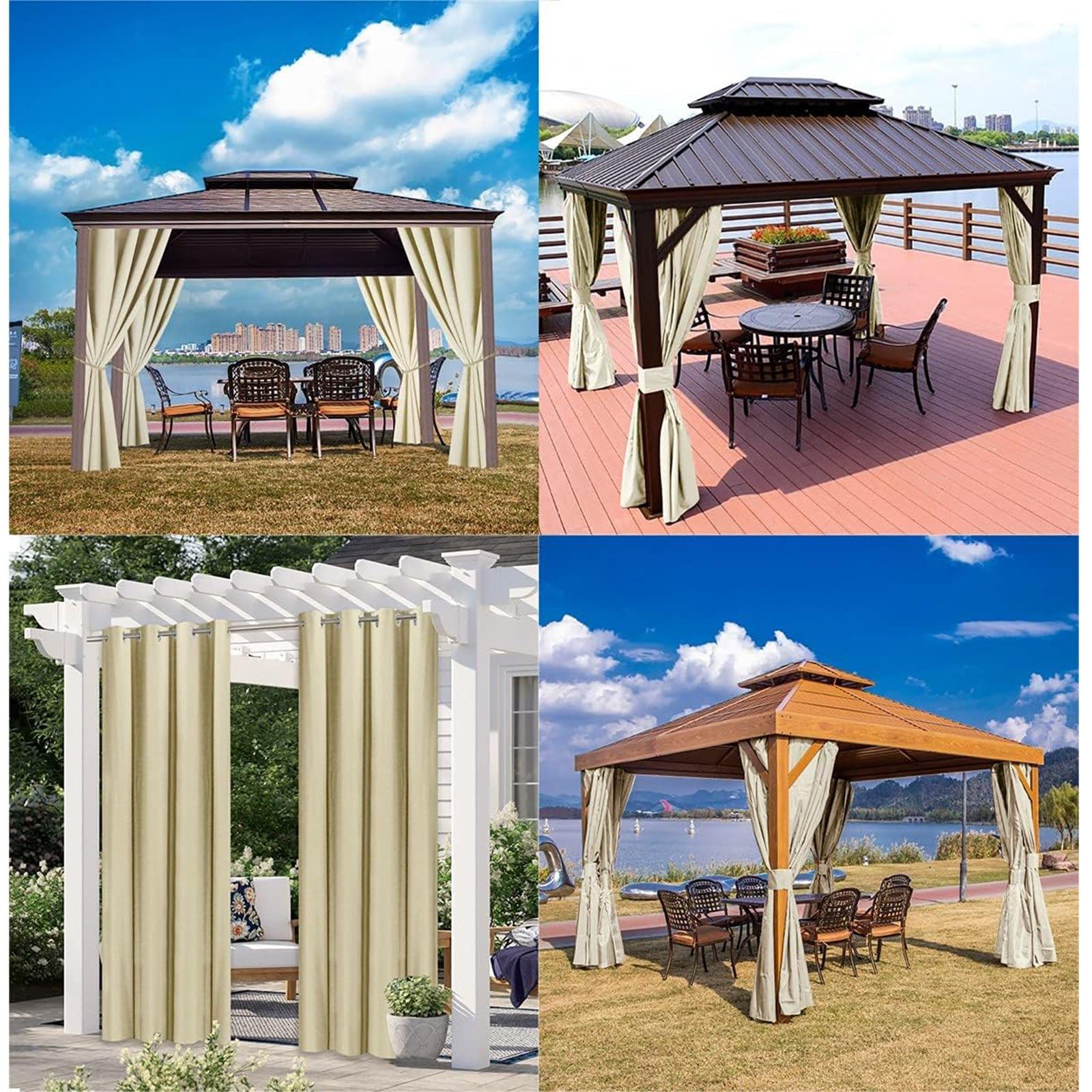 Outdoor Vorhänge Wasserdicht H350×B262cm Blickdicht Extra Breit Outdoor Vorhang Sichtschutz Schutz vorhänge für Balkon Terrasse Pergola Gartenlaube Veranda