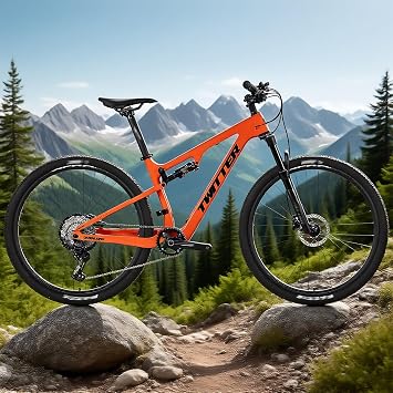 Full Suspension Carbon Fiber Frame 15/17/19/21 Enduro/Downhill Mountain Bike Frame For 27.5/29er Wheel 12X148mm BOOST Thru Axle Disc Brake XC/DH Soft Tail Frame(Orange,27.5x17'')