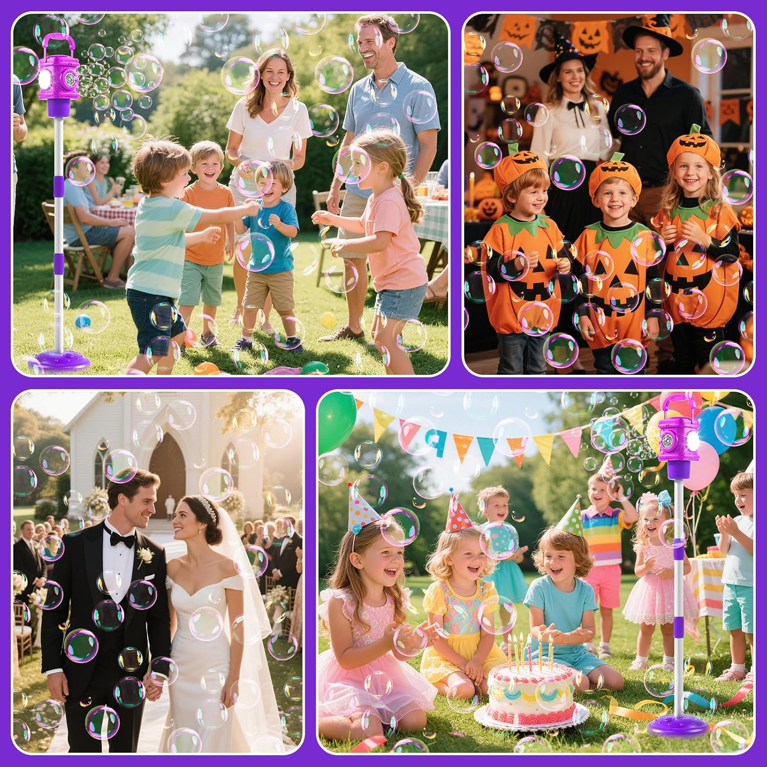 Bubble Machine for Kids, Automatic Bubbles Blower Maker for Kid Toddlers, 2-In-1 Remote Control Street Lamp Bubble Maker with Adjustable Height, Bubble Maker for Wedding Birthday Party Camping Outdoor