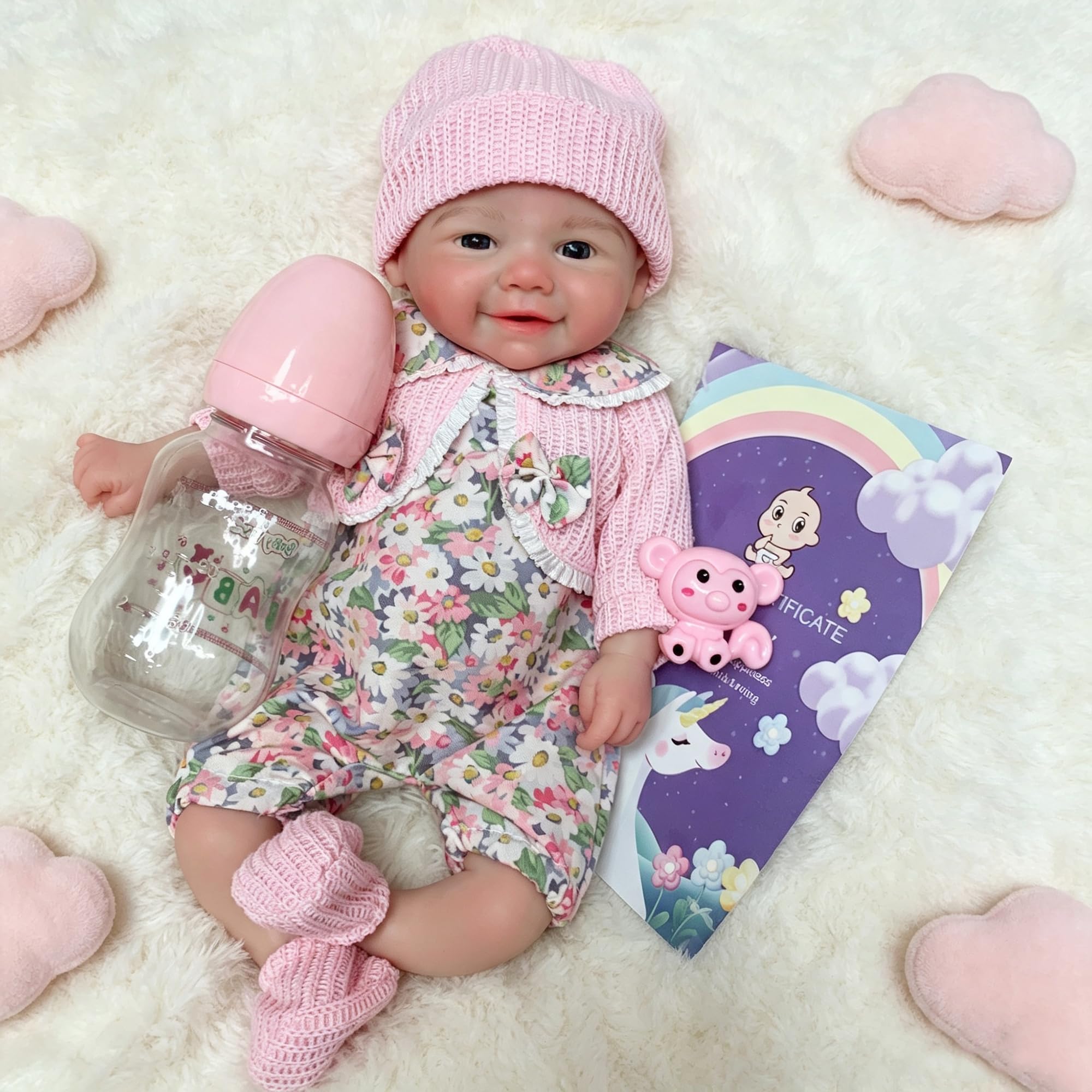Bambole realistiche Reborn da 33 cm a bocca aperta in morbido silicone per bambini, realistiche bambole neonate fatte a mano