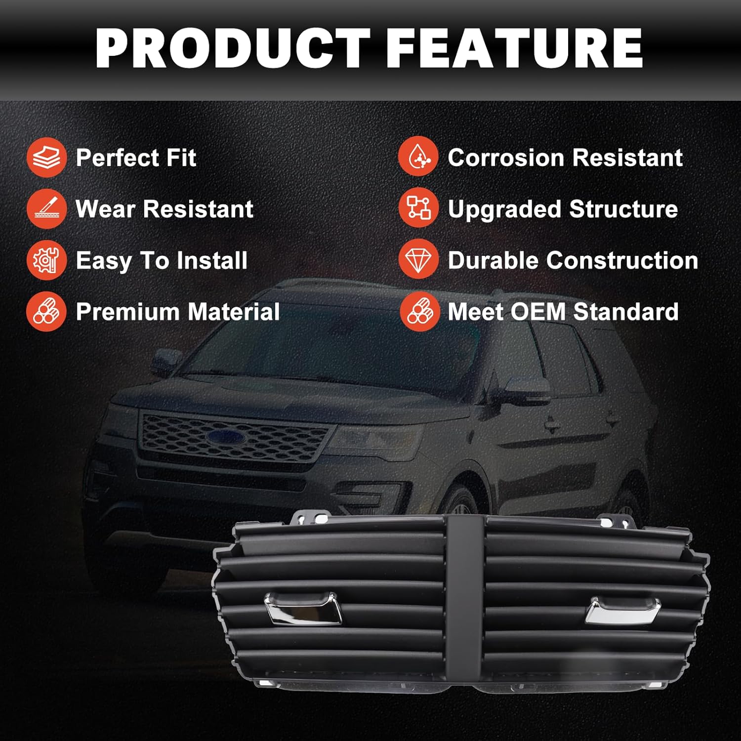 USTAR Center Dashboard Air Outlet Louver A/C Heater Vent Compatible with Ford Explorer, Police Interceptor Utility 2016-2019 Replace# FB5Z-19893-AD FB5Z19893AD